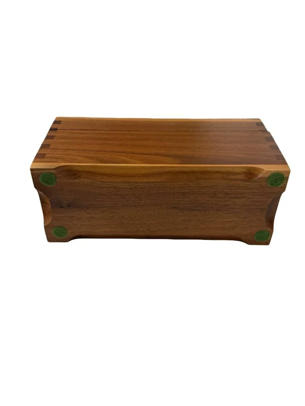 Vintage Walnut Dovetail Wooden Keepsake Box Jewelry Trinket Storage Red Velvet L